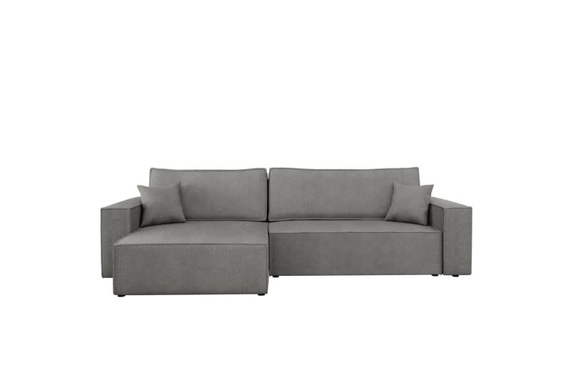 Hobson Sovesofa med Sjeselong 3-seter i Plysj - Grå - Møbler - Sofaer - Sovesofaer