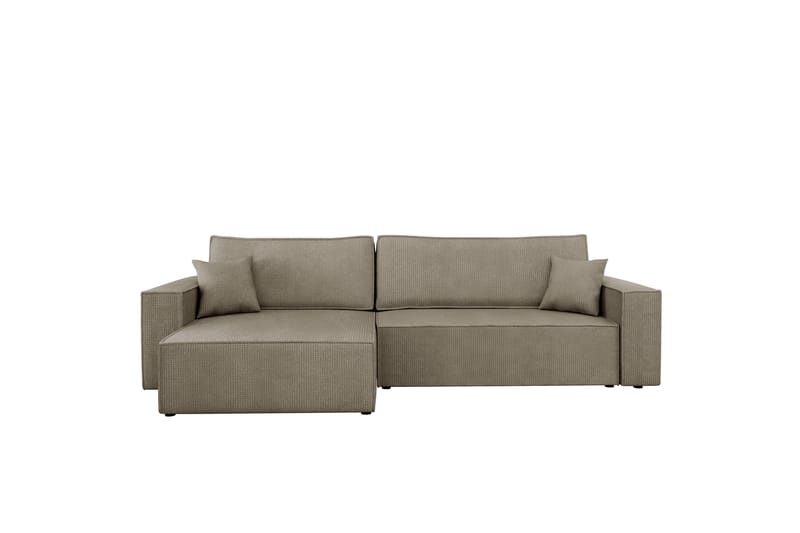 Hobson Sovesofa med Sjeselong 3-seter i Plysj - Brun - Møbler - Sofaer - Sovesofaer