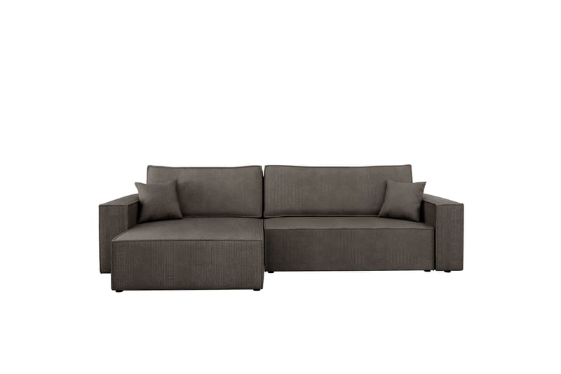 Hobson Sovesofa med Sjeselong 3-seter i Plysj - Grå - Møbler - Sofaer - Sovesofaer
