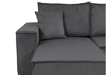 Hobson Sovesofa med Sjeselong 3-seter i Plysj - Grå - Møbler - Sofaer - Sovesofaer