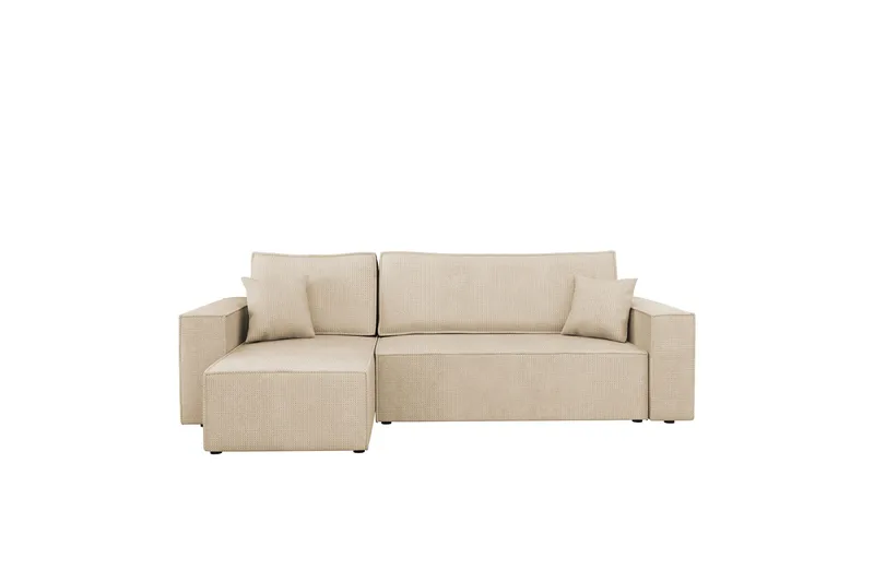 Hobson Sovesofa med Sjeselong 3-seter i Plysj - Beige - Møbler - Sofaer - Sovesofaer