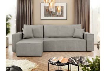 Hobson Sovesofa med Sjeselong 3-seter i Plysj - Grå - Møbler - Sofaer - Sovesofaer