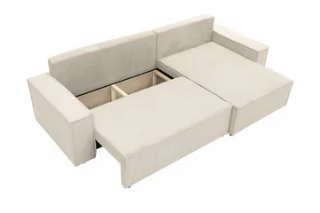 Hobson Sovesofa med Sjeselong 3-seter i Plysj - Grå - Møbler - Sofaer - Sovesofaer