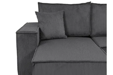 Hobson Sovesofa med Sjeselong 3-seter i Plysj - Grå - Møbler - Sofaer - Sovesofaer