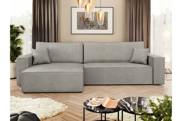 Hobson Sovesofa med Sjeselong 3-seter i Plysj - Grå - Møbler - Sofaer - Sovesofaer