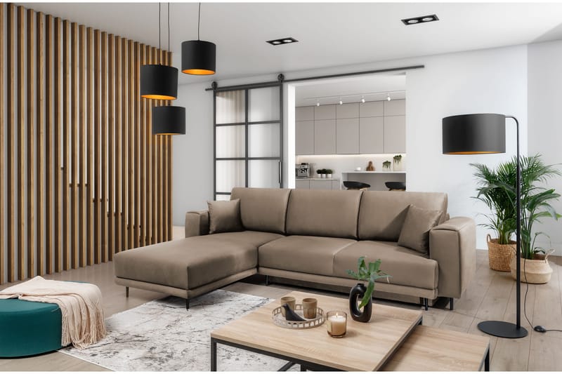 Hopland 3-seters Sovesofa m. Divan med Oppbevaring - Beige - Møbler - Sofaer - Sovesofaer