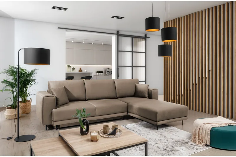 Hopland 3-seters Sovesofa m. Divan med Oppbevaring, Beige