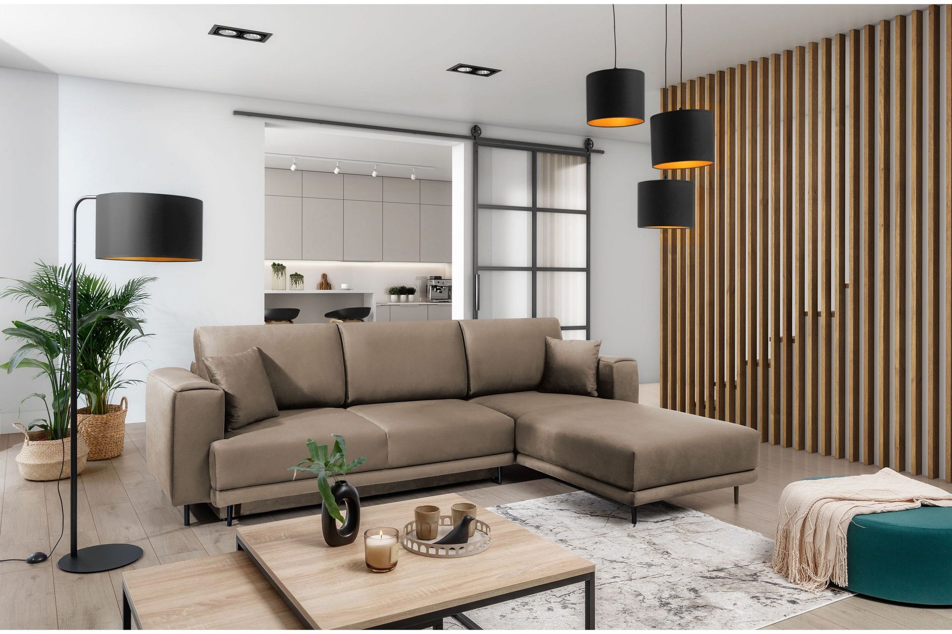 Hopland 3-seters Sovesofa m. Divan med Oppbevaring - Beige