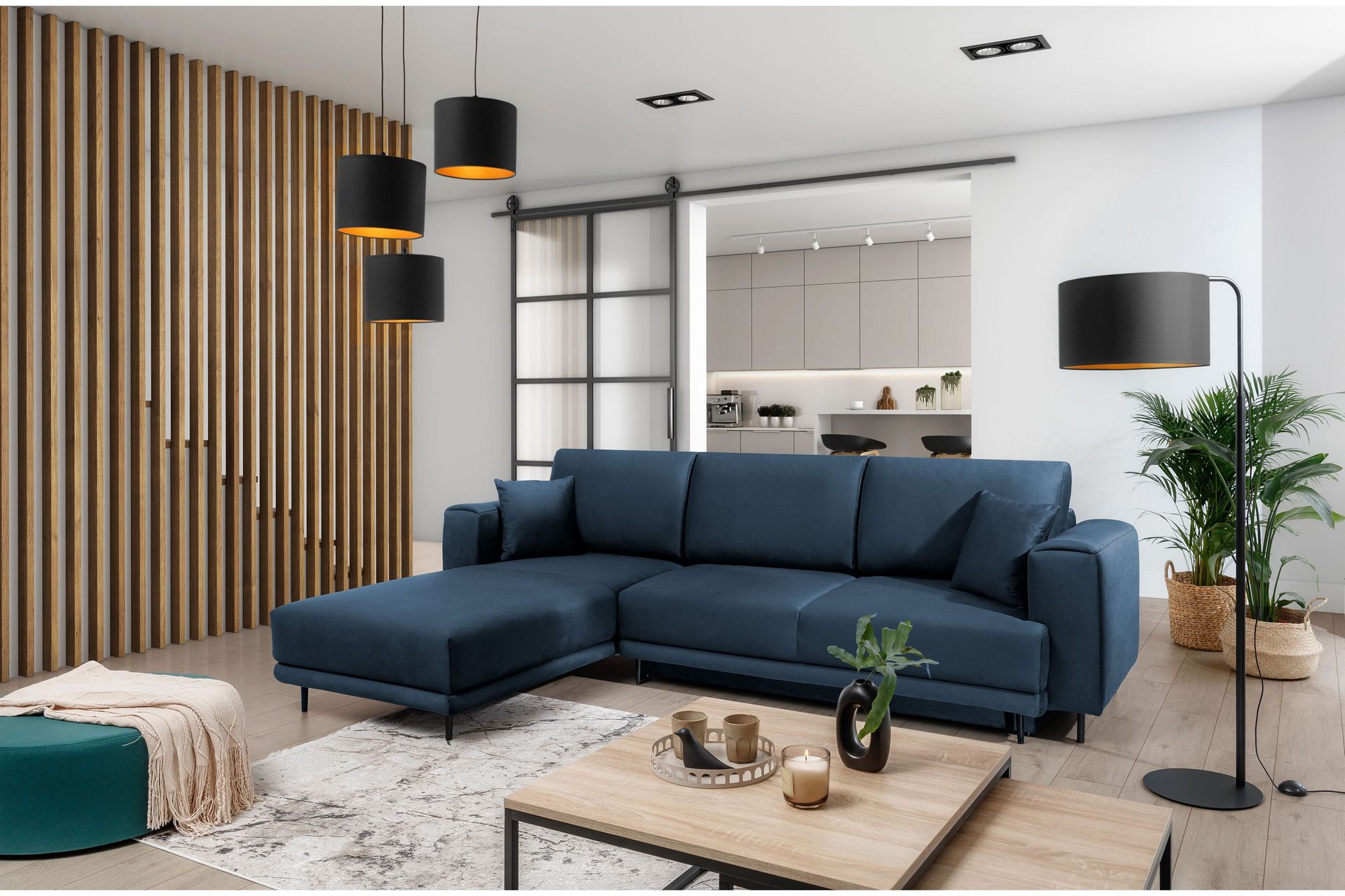 Hopland 3-seters Sovesofa m. Divan med Oppbevaring - Blå - Møbler - Sofaer - Sovesofaer