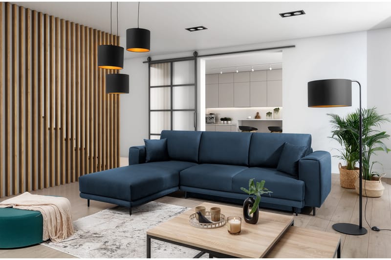 Hopland 3-seters Sovesofa m. Divan med Oppbevaring - Blå - Møbler - Sofaer - Sovesofaer