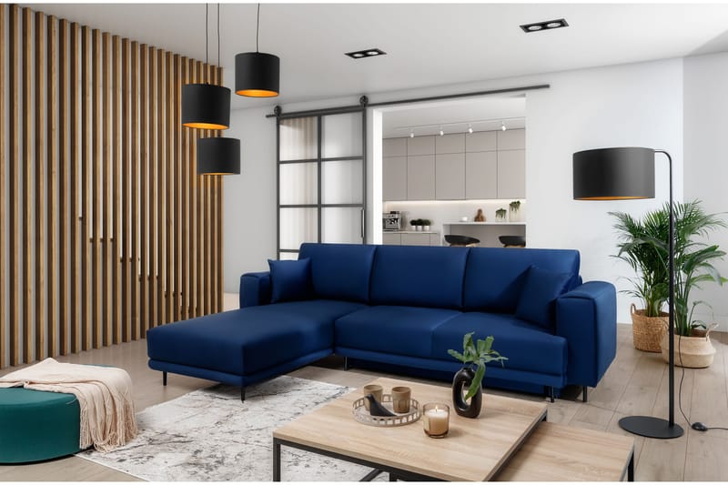 Hopland 3-seters Sovesofa m. Divan med Oppbevaring - Blå - Møbler - Sofaer - Sovesofaer