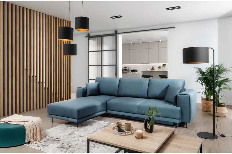 Hopland 3-seters Sovesofa m. Divan med Oppbevaring - Blå - Møbler - Sofaer - Sovesofaer