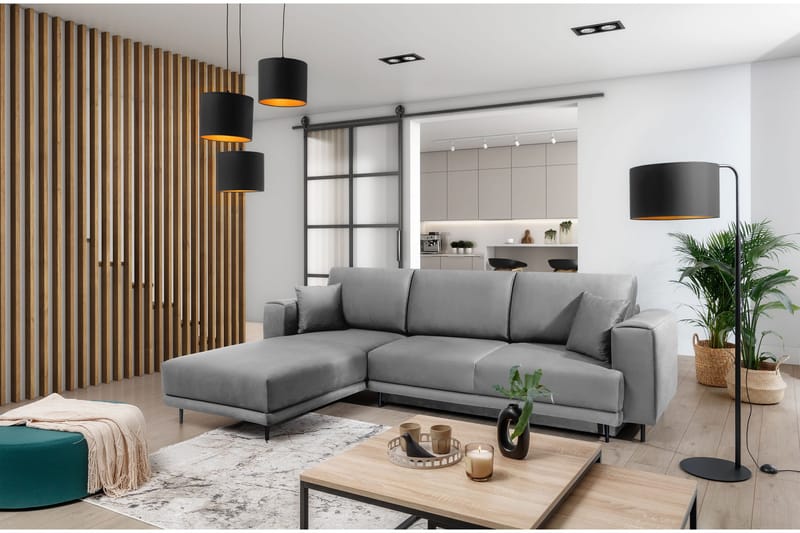 Hopland 3-seters Sovesofa m. Divan med Oppbevaring, Grå