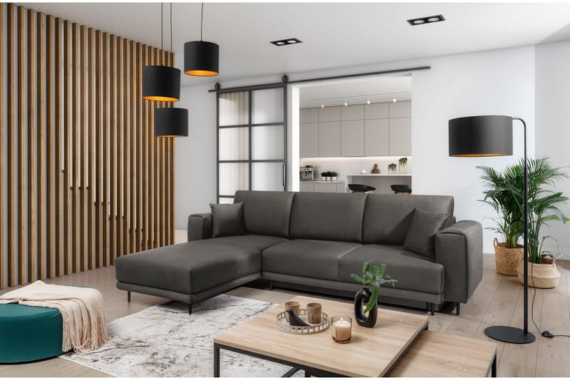Hopland 3-seters Sovesofa m. Divan med Oppbevaring - Grå - Møbler - Sofaer - Sovesofaer