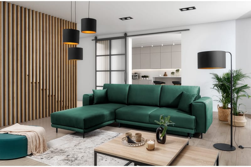 Hopland 3-seters Sovesofa m. Divan med Oppbevaring - Grønn - Møbler - Sofaer - Sovesofaer
