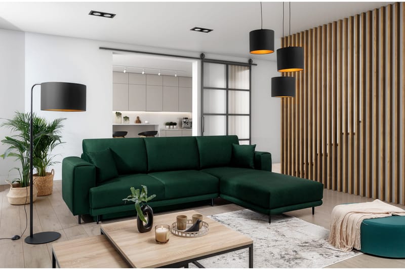 Hopland 3-seters Sovesofa m. Divan med Oppbevaring - Grønn - Møbler - Sofaer - Sovesofaer