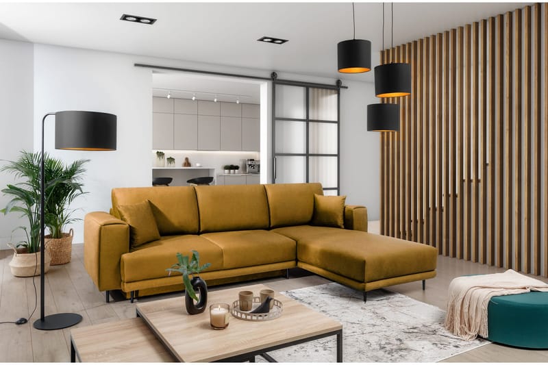 Hopland 3-seters Sovesofa m. Divan med Oppbevaring - Gul - Møbler - Sofaer - Sovesofaer
