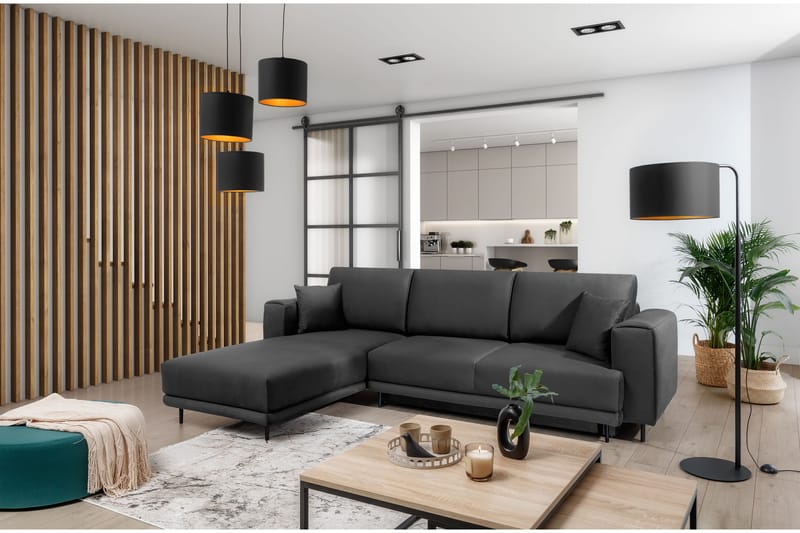 Hopland 3-seters Sovesofa m. Divan med Oppbevaring - Mørkegrå - Møbler - Sofaer - Sovesofaer