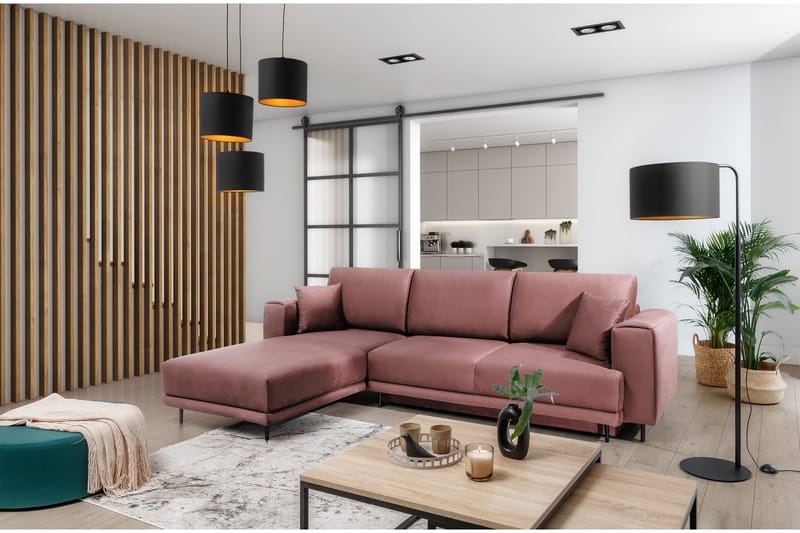 Hopland 3-seters Sovesofa m. Divan med Oppbevaring - Rosa - Møbler - Sofaer - Sovesofaer