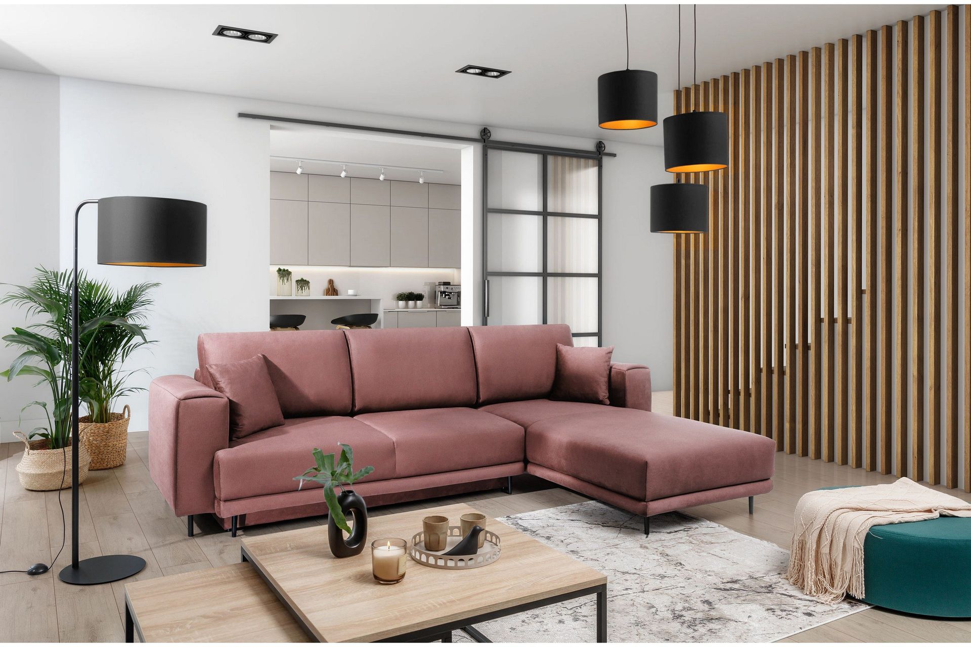 Hopland 3-seters Sovesofa m. Divan med Oppbevaring - Rosa
