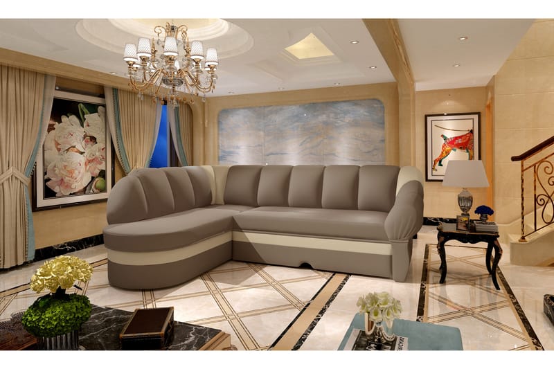 Hung Sovesofa med Divan - Brun - Møbler - Sofaer - Sovesofaer