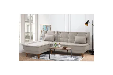 Hunterville 4-seter Venstre L-formet Sovesofa 107x225 cm i Stoff - Beige - Møbler - Sofaer - Sovesofaer