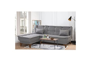 Hunterville 4-seter Venstre L-formet Sovesofa 107x225 cm i Stoff - Grå - Møbler - Sofaer - Sovesofaer