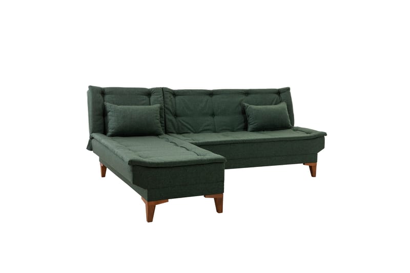 Hunterville 4-seter Venstre L-formet Sovesofa 107x225 cm i Stoff - Grønn - Møbler - Sofaer - Sovesofaer