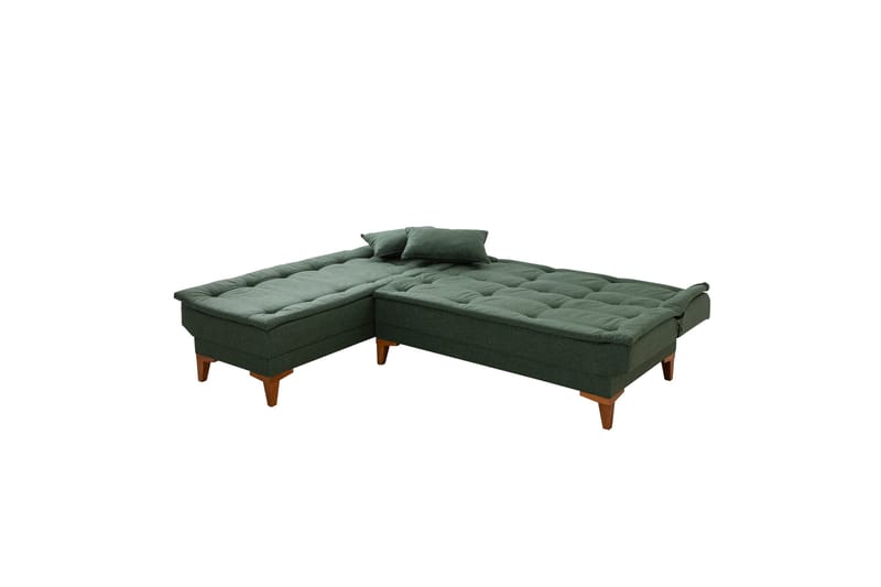 Hunterville 4-seter Venstre L-formet Sovesofa 107x225 cm i Stoff - Grønn - Møbler - Sofaer - Sovesofaer