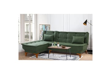 Hunterville 4-seter Venstre L-formet Sovesofa 107x225 cm i Stoff - Grønn - Møbler - Sofaer - Sovesofaer