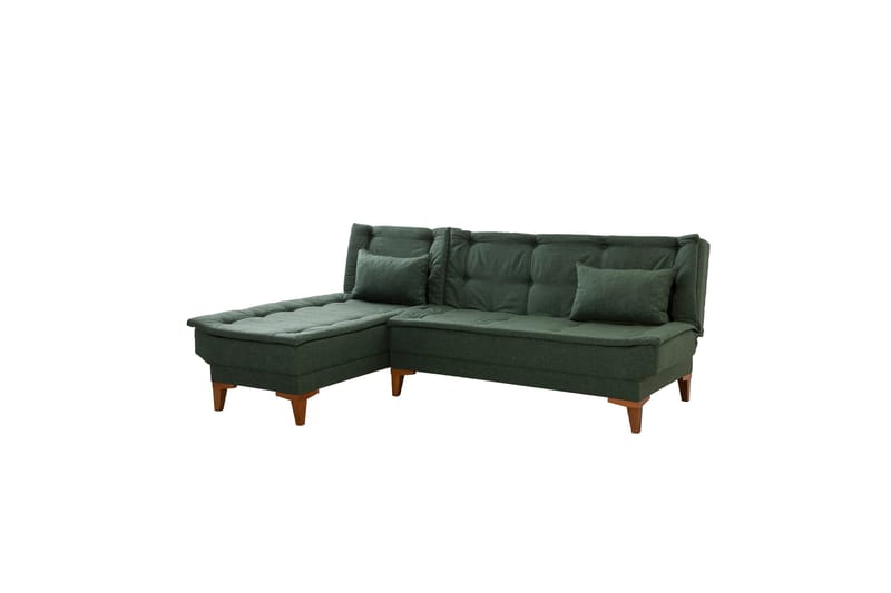 Hunterville 4-seter Venstre L-formet Sovesofa 107x225 cm i Stoff - Grønn - Møbler - Sofaer - Sovesofaer