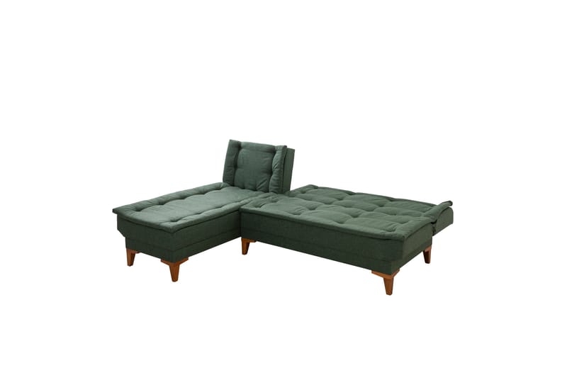Hunterville 4-seter Venstre L-formet Sovesofa 107x225 cm i Stoff - Grønn - Møbler - Sofaer - Sovesofaer