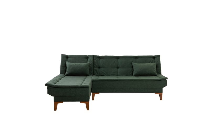 Hunterville 4-seter Venstre L-formet Sovesofa 107x225 cm i Stoff - Grønn - Møbler - Sofaer - Sovesofaer