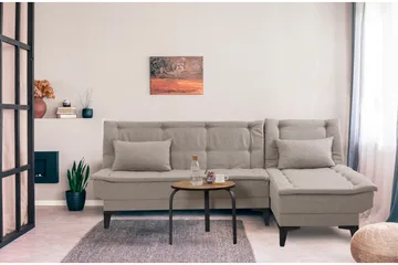 Hunterville 4-seters Høyre L-formet Sovesofa 107x225 cm i Stoff - Beige - Møbler - Sofaer - Sovesofaer