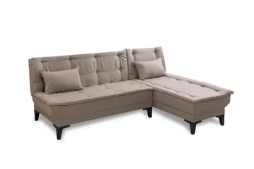 Hunterville 4-seters Høyre L-formet Sovesofa 107x225 cm i Stoff - Beige - Møbler - Sofaer - Sovesofaer
