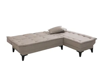 Hunterville 4-seters Høyre L-formet Sovesofa 107x225 cm i Stoff - Beige - Møbler - Sofaer - Sovesofaer