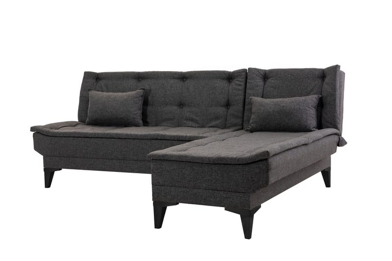 Hunterville 4-seters L-formet Sovesofa 107x225 cm i Stoff - Grå - Møbler - Sofaer - Sovesofaer