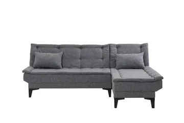 Hunterville Høyre L-formet 4-seters Sovesofa med Langsgående Sovefunksjon 107x225 cm i Stoff - Grå - Møbler - Sofaer - Sovesofaer