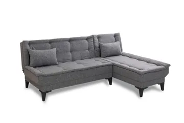 Hunterville Høyre L-formet 4-seters Sovesofa med Langsgående Sovefunksjon 107x225 cm i Stoff - Grå - Møbler - Sofaer - Sovesofaer
