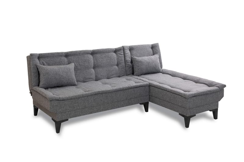 Hunterville Høyre L-formet 4-seters Sovesofa med Langsgående Sovefunksjon 107x225 cm i Stoff - Grå - Møbler - Sofaer - Sovesofaer