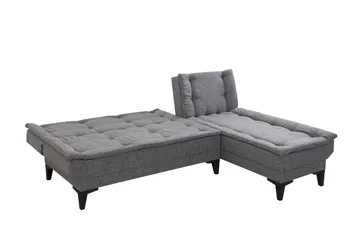 Hunterville Høyre L-formet 4-seters Sovesofa med Langsgående Sovefunksjon 107x225 cm i Stoff - Grå - Møbler - Sofaer - Sovesofaer