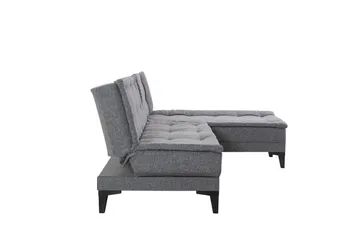 Hunterville Høyre L-formet 4-seters Sovesofa med Langsgående Sovefunksjon 107x225 cm i Stoff - Grå - Møbler - Sofaer - Sovesofaer