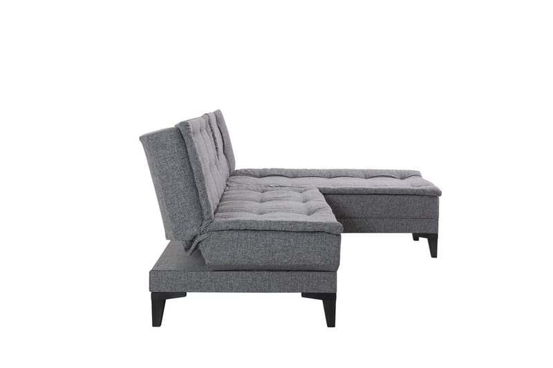 Hunterville Høyre L-formet 4-seters Sovesofa med Langsgående Sovefunksjon 107x225 cm i Stoff - Grå - Møbler - Sofaer - Sovesofaer