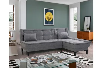 Hunterville Høyre L-formet 4-seters Sovesofa med Langsgående Sovefunksjon 107x225 cm i Stoff - Grå - Møbler - Sofaer - Sovesofaer