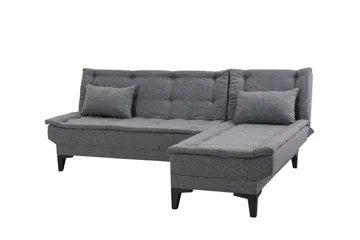 Hunterville Høyre L-formet 4-seters Sovesofa med Langsgående Sovefunksjon 107x225 cm i Stoff - Grå - Møbler - Sofaer - Sovesofaer