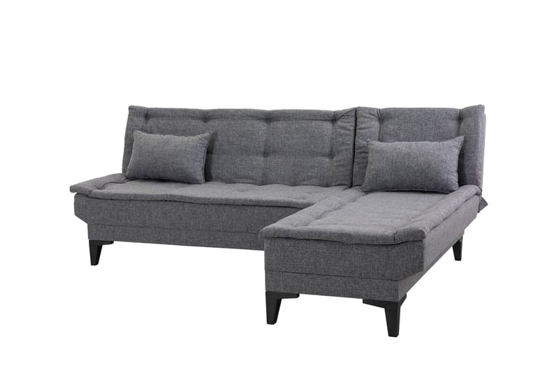 Hunterville Høyre L-formet 4-seters Sovesofa med Langsgående Sovefunksjon 107x225 cm i Stoff - Grå - Møbler - Sofaer - Sovesofaer