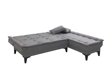 Hunterville Høyre L-formet 4-seters Sovesofa med Langsgående Sovefunksjon 107x225 cm i Stoff - Grå - Møbler - Sofaer - Sovesofaer