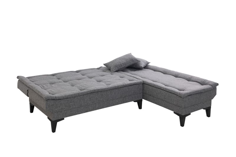 Hunterville Høyre L-formet 4-seters Sovesofa med Langsgående Sovefunksjon 107x225 cm i Stoff - Grå - Møbler - Sofaer - Sovesofaer