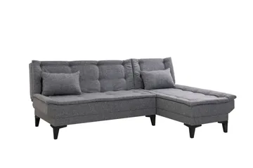 Hunterville Høyre L-formet 4-seters Sovesofa med Langsgående Sovefunksjon 107x225 cm i Stoff - Grå - Møbler - Sofaer - Sovesofaer