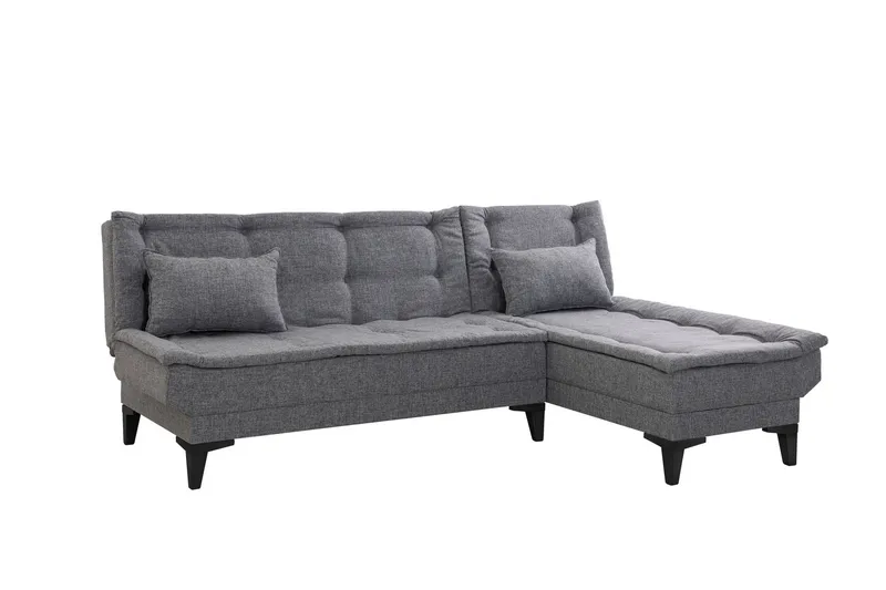 Hunterville Høyre L-formet 4-seters Sovesofa med Langsgående Sovefunksjon 107x225 cm i Stoff, Grå